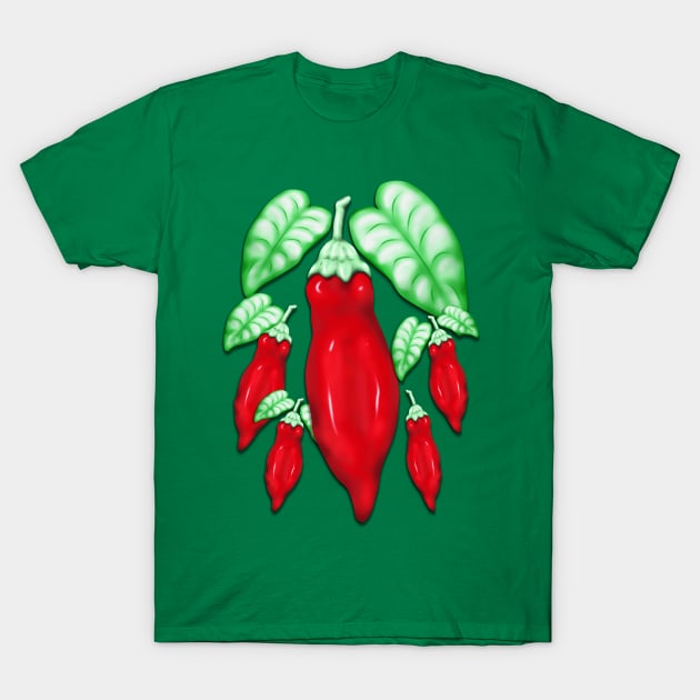 Red Hot Chilli Pepper Decorative Food Art T-Shirt by BluedarkArt